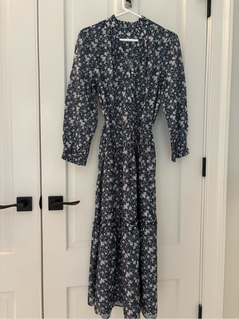 Margaret O'Leary Green and Blue Floral Maxi Dress